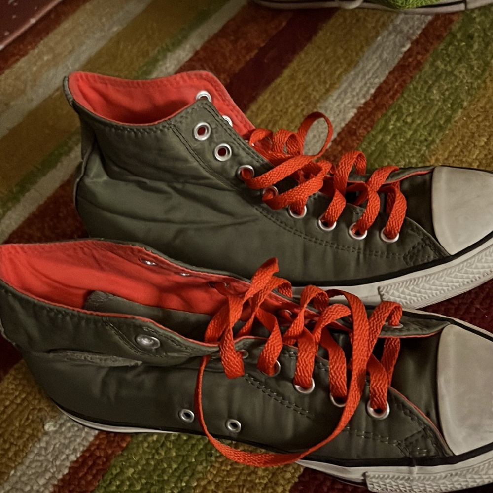 Green quilted, converse, orange padded, winter, warm, vintage, rare